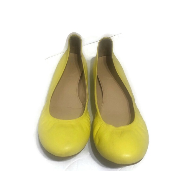 J. Crew Cece Yellow Leather Ballet Flats Women’s Made In Italy 64408 Sz 8